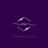 CU Initial handwriting minimalist geometric logo template vector
