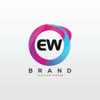 Initial letter EW logo design with colorful style art vector