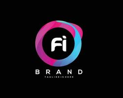 Initial letter FI logo design with colorful style art vector