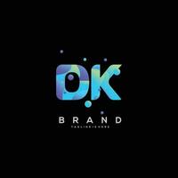 Initial letter DK logo design with colorful style art vector