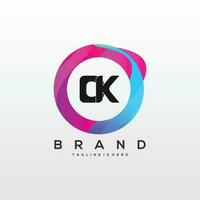 Initial letter DK logo design with colorful style art vector