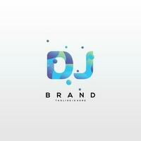 Initial letter DJ logo design with colorful style art vector