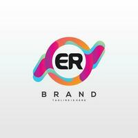 Initial letter ER logo design with colorful style art vector