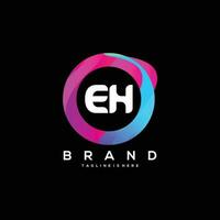 Initial letter EH logo design with colorful style art vector