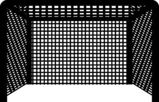 Black and white soccer goal net with ball. vector