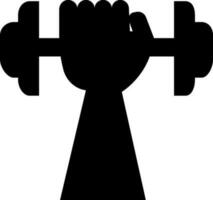 Black hand holding dumbbells. vector