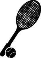 Tennis racket with ball in black and white color. vector