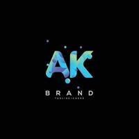 Initial letter AK logo design with colorful style art vector