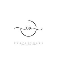 CO Initial handwriting minimalist geometric logo template vector