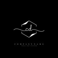 CD Initial handwriting minimalist geometric logo template vector