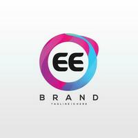 Initial letter EE logo design with colorful style art vector