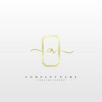 CR Initial handwriting minimalist geometric logo template vector