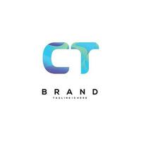 Initial letter CT logo design with colorful style art vector