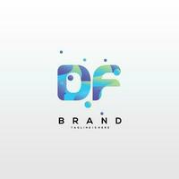 Initial letter DF logo design with colorful style art vector