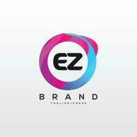 Initial letter EZ logo design with colorful style art vector