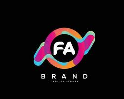 Initial letter FA logo design with colorful style art vector