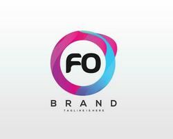 Initial letter FO logo design with colorful style art vector