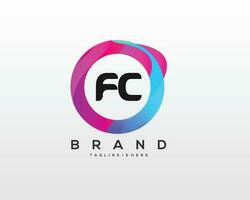 Initial letter FC logo design with colorful style art vector