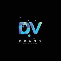 Initial letter DV logo design with colorful style art vector