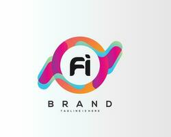 Initial letter FI logo design with colorful style art vector