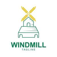 Old Windmill Logo Design Vector, Windmill Retro Vintage Logo Template vector