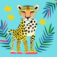 Moody Minimalist Tropical Cheetah Portrait vector