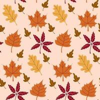 Autumn and thanksgiving seamless pattern with falling leaves. Good for wrapping paper, textile prints, stationary, nursery decor, apparel, scrapbooking, etc. vector