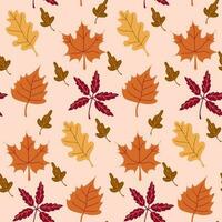 Autumn and thanksgiving seamless pattern with falling leaves. Good for wrapping paper, textile prints, stationary, nursery decor, apparel, scrapbooking, etc. vector