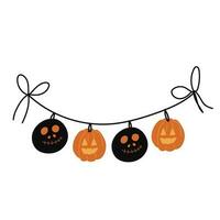 Halloween garland for Halloween party. Vector illustration isolated on white background. Bunting for celebration.