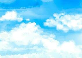 mano pintado azul cielo con nubes antecedentes vector