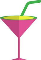 Cocktail glass in pink and green color. vector