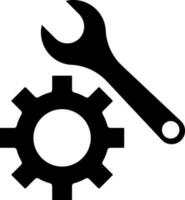 Black setting and wrench on white background. vector