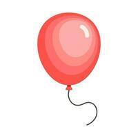 Red Birthday Balloon String Isolated Vector Illustration