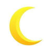 Yellow Crescent Moon Isolated Vector Illustration