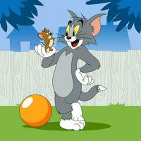 Cat and Mouse Playing Ball vector