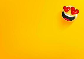 Vector wallpaper with fall in love emoji. 3d vector background with copy space