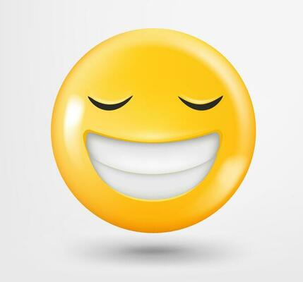 Smiling emoticon 3d vector. Emoji isolated on white background