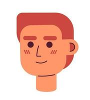 caucásico chico con rojo pelo semi plano vector personaje cabeza. masculino con interesado cara emociones editable dibujos animados avatar icono. vistoso Mancha ilustración para web gráfico diseño, animación