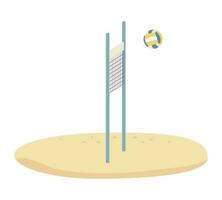 Sand volleyball semi flat colour vector object. Summertime recreational activity outdoors. Editable cartoon clip art icon on white background. Simple spot illustration for web graphic design