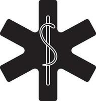 Black madical sign in white snake. vector