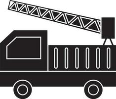 black and white fire engine in flat style. vector