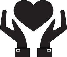 Two hands carefully protecting a heart. vector