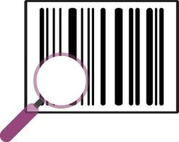 Flat illustration of barcode with magnifying glass. vector