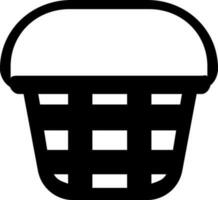 black and white basket in flat style. vector