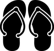 Flat slippers icon in black and white color. vector
