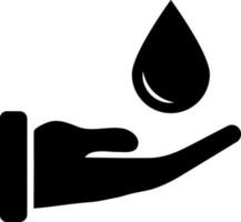 mano participación agua soltar en negro y blanco color. vector