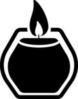 Isolated icon of candle in black and white color. vector