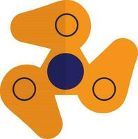 Orange color of spinner toy with three arms in half shadow. vector