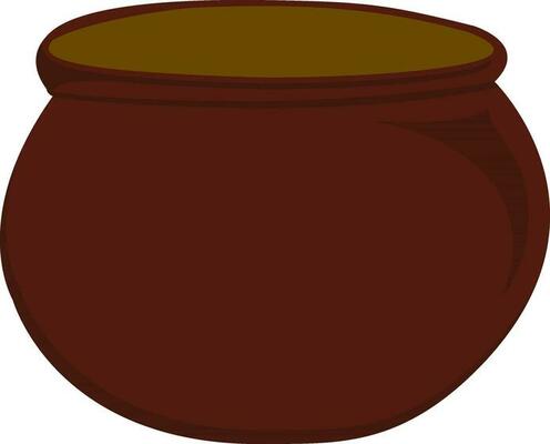 Flat illustration of brown cauldron.