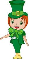 Cartoon character of a leprechaun girl. vector